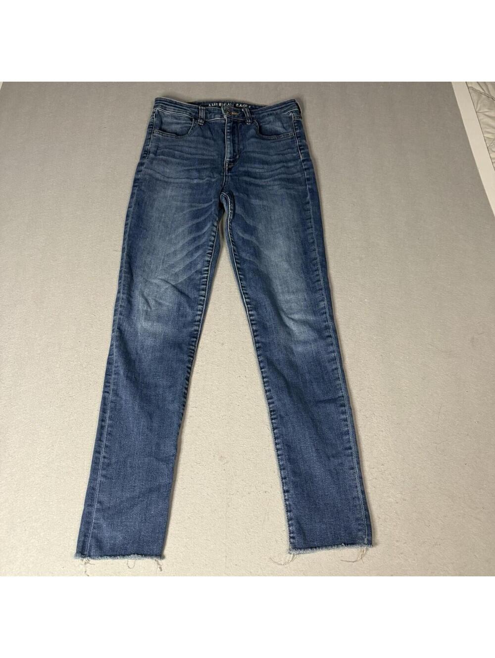 American Eagle Super Stretch Jeans Women's 6 Regular Skinny Raw Hem‎ Distressed